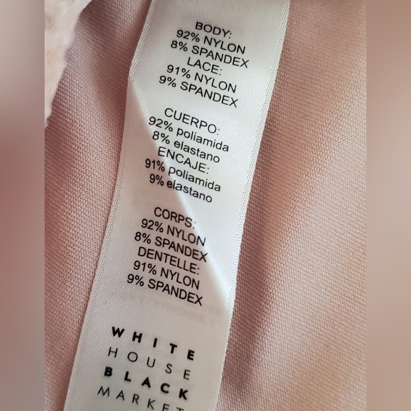 White House Black Market Soft Blush Long Wide Lace Spaghetti Strap Cami Size M - Picture 5 of 6